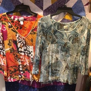 Two Chico tops with fun patterns
